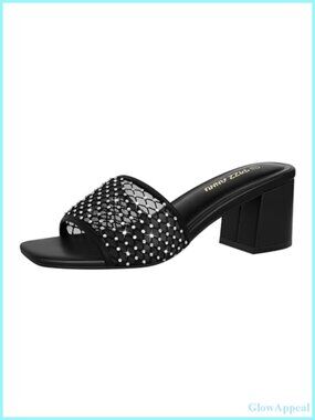 Women's Square Open Toe Low Block Heel Sandals Slip On Mules Comfortable Dress